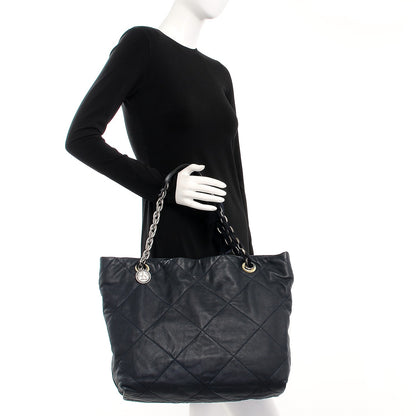 Lanvin Lambskin Quilted Large Amelia Tote Blue 2 of 8