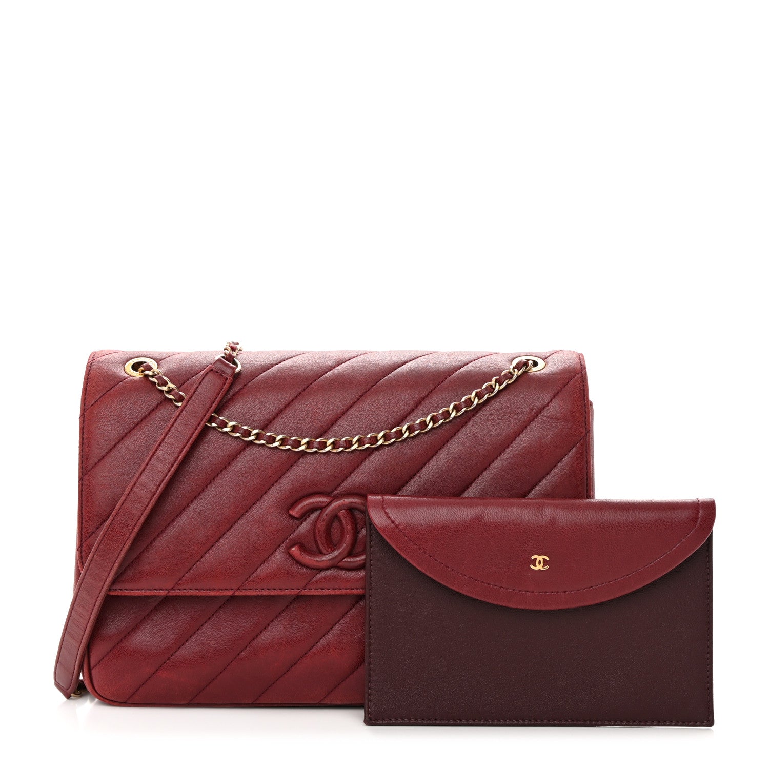 Chanel Lambskin Quilted Jumbo Coco Vintage Flap Burgundy 1 of 22