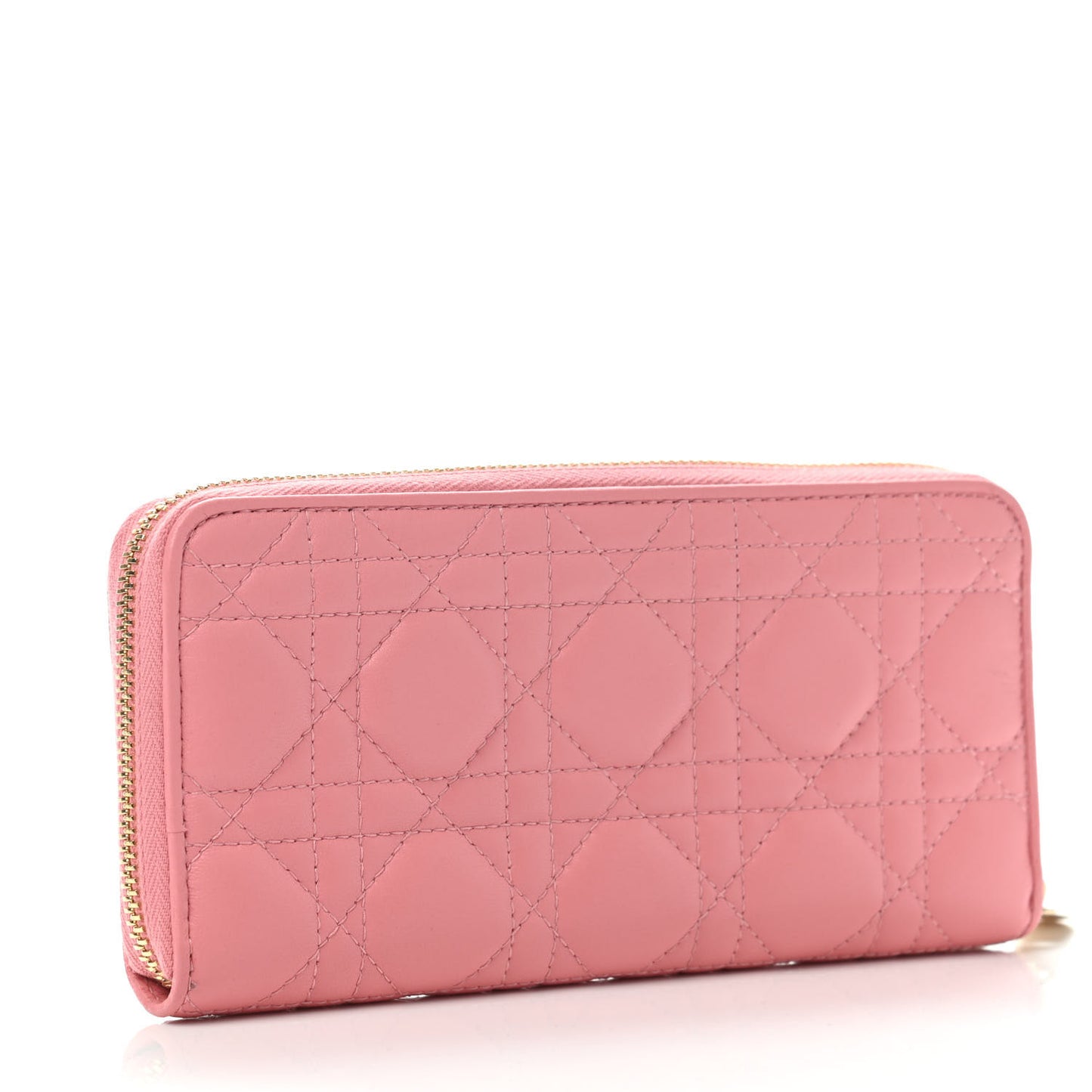 Lambskin Cannage Lady Dior Voyageur Wallet Pink