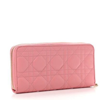 Christian Dior Lambskin Cannage Lady Dior Voyageur Wallet Pink 2 of 4