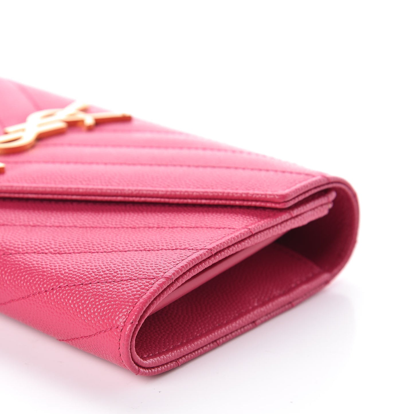 Grain De Poudre Matelasse Chevron Monogram Flap Wallet Fuchsia