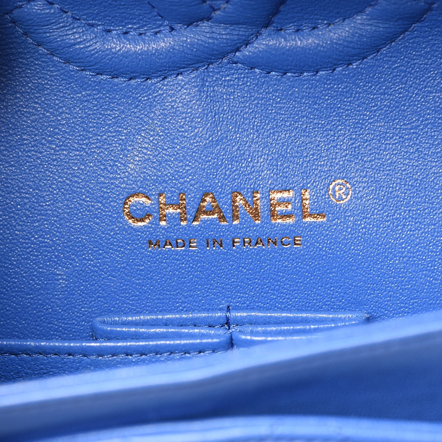 Lambskin Quilted Medium Double Flap Blue