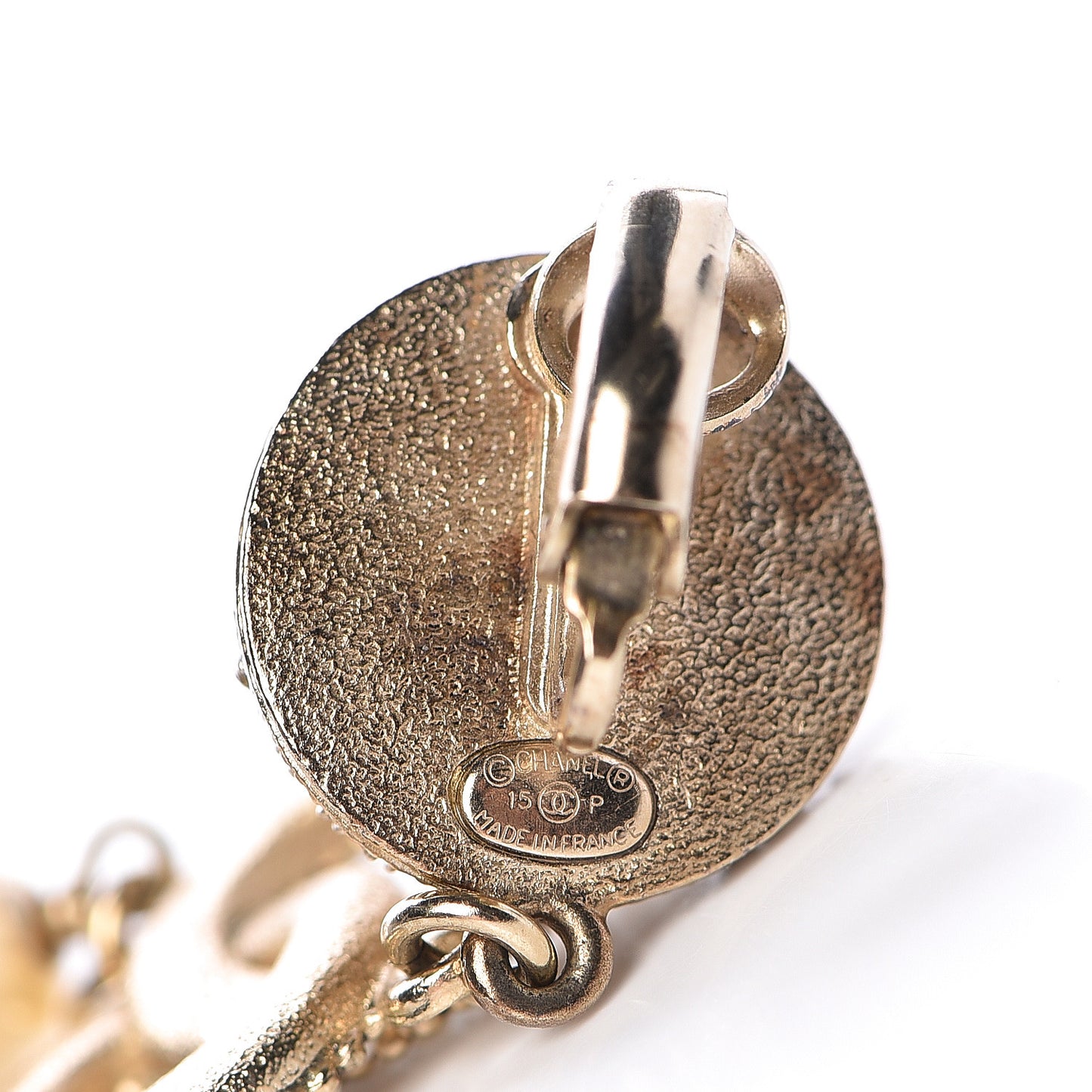 Pearl CC Drop Clip On Earrings Gold