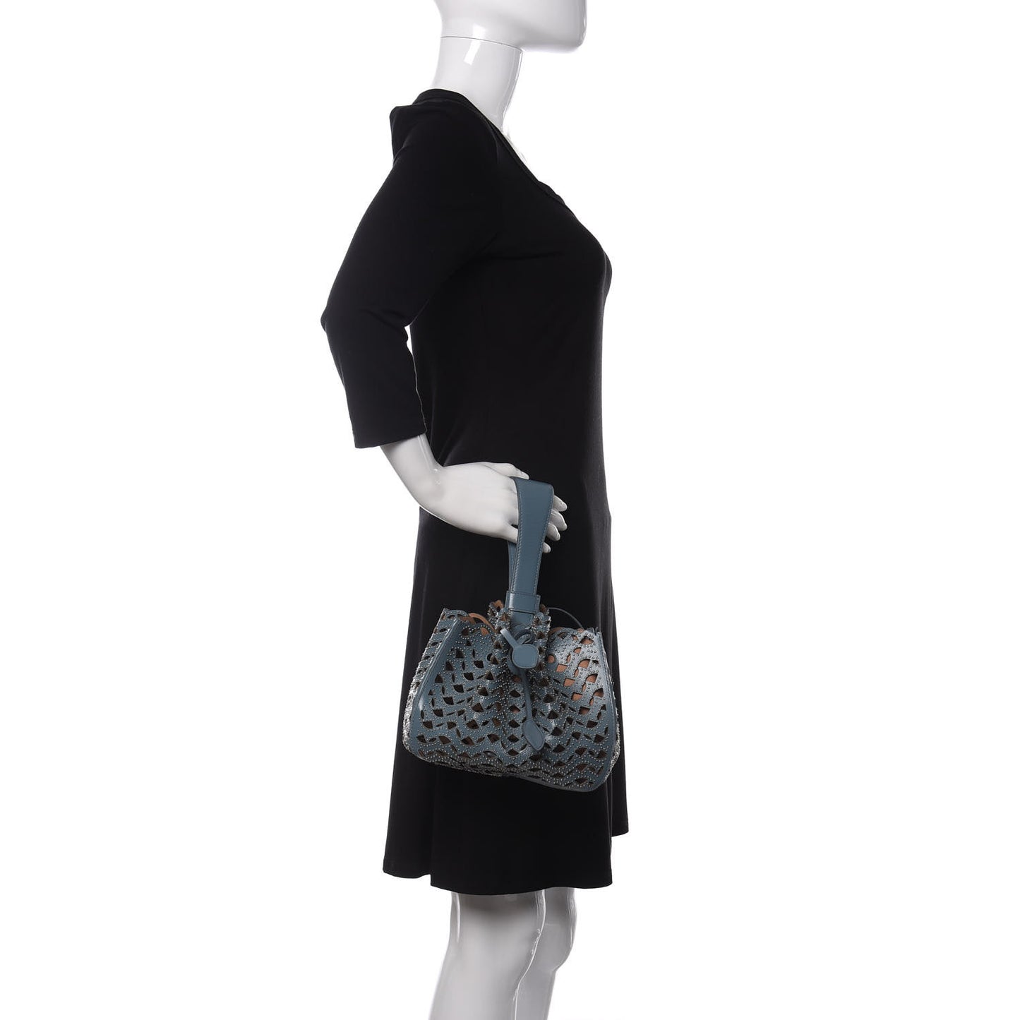 Calfskin Lux Laser Cut Studded Rose-Marie 19 Bag Blue