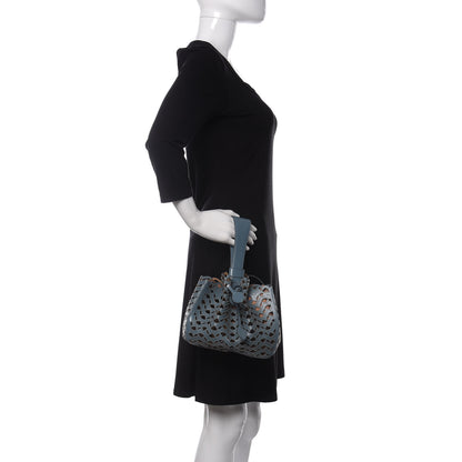 Alaia Calfskin Lux Laser Cut Studded Rose-Marie 19 Bag Blue 2 of 9