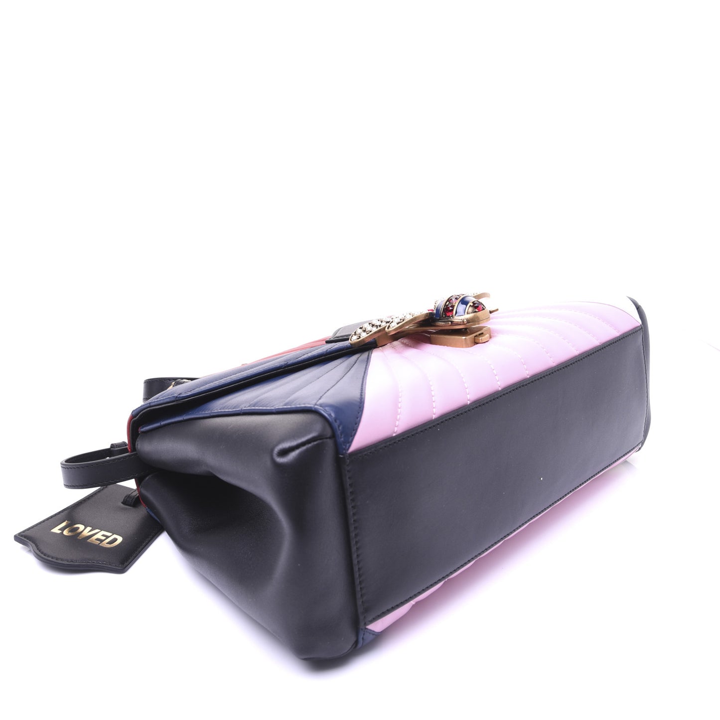 Calfskin Bamboo Trapuntata Queen Margaret Top Handle Bag Blue Agata Hibiscus Red Mystic White Sugar Pink