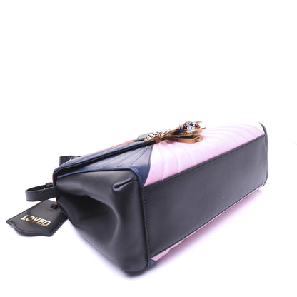 Gucci Calfskin Bamboo Trapuntata Queen Margaret Top Handle Bag Blue Agata Hibiscus Red Mystic White Sugar Pink 4 of 20