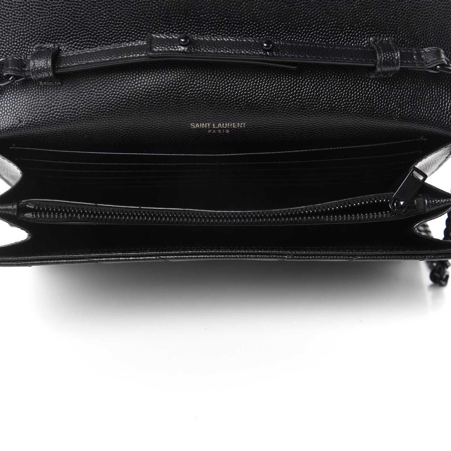 Grain De Poudre Matelasse Chevron Monogram Chain Wallet Black