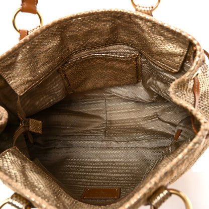 Prada Jute Snakeskin Tote Oro 5 of 9