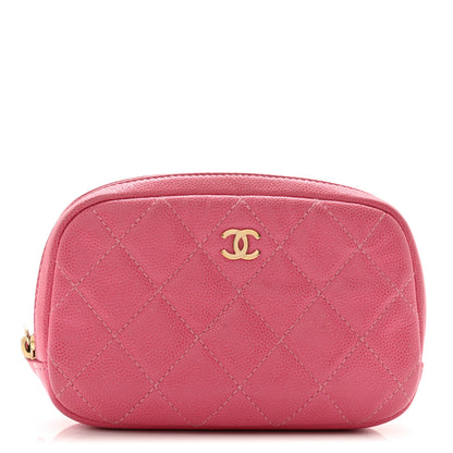 Chanel Caviar Quilted Small Curvy Pouch Cosmetic Case Pink 1 of 9