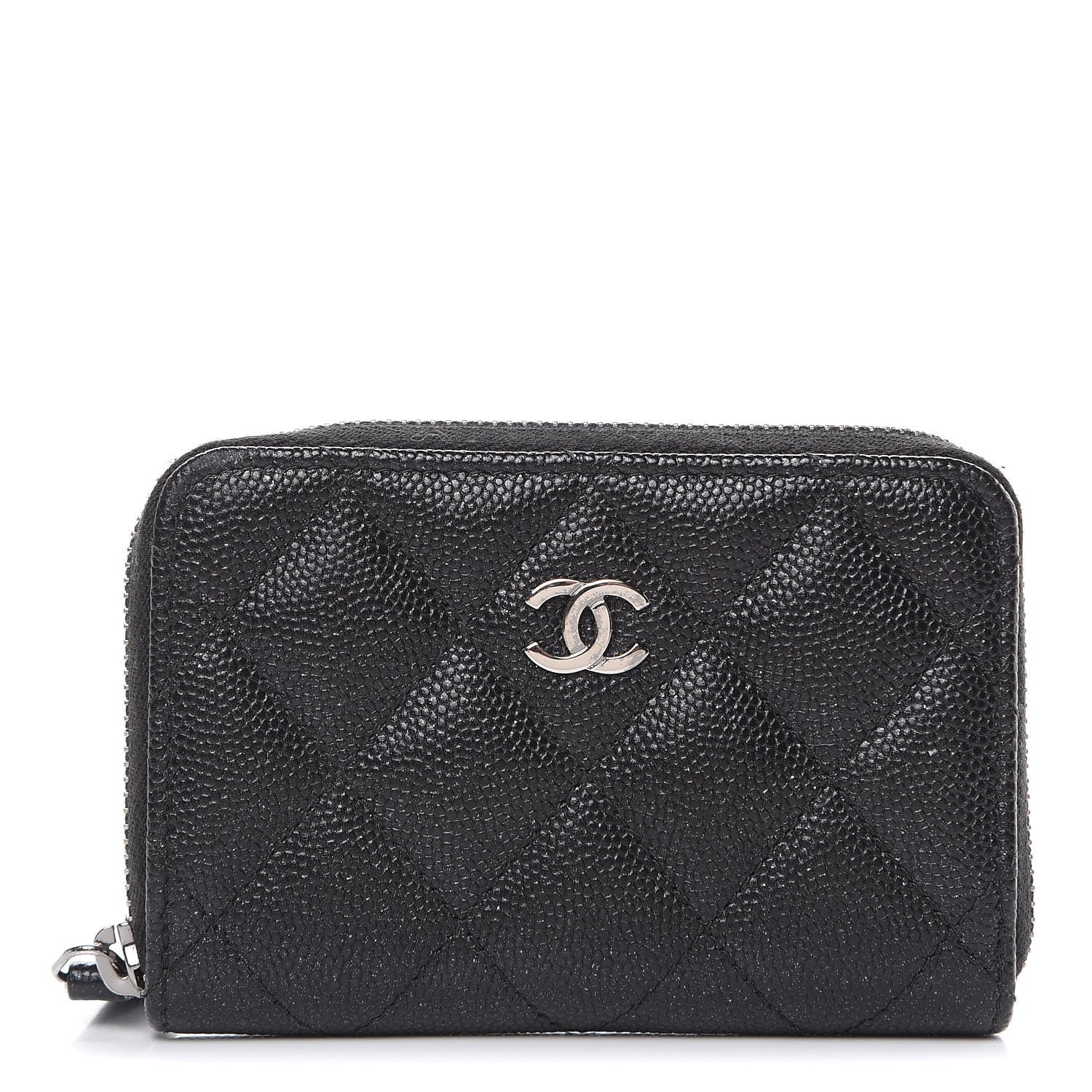 Chanel Metallic Caviar Quilted Zip Coin Purse Black 1 of 9