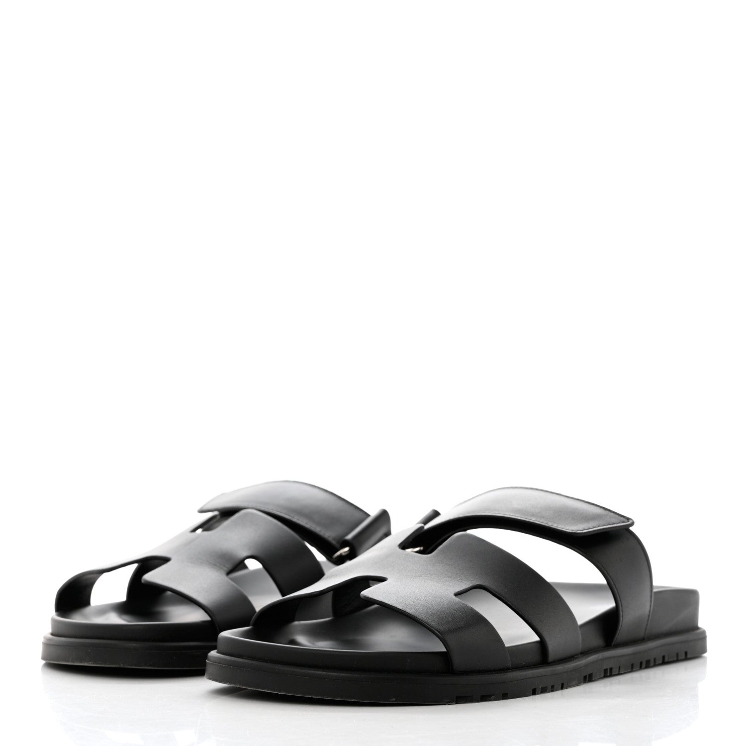 Hermes Calfskin Womens Chypre Sandals 40.5 Black 3 of 11