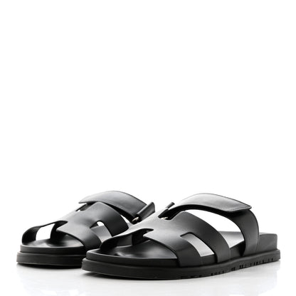 Hermes Calfskin Womens Chypre Sandals 40.5 Black 3 of 11
