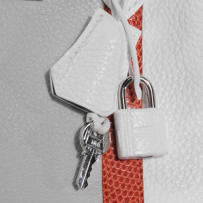 Hermes Taurillon Clemence Lizard Club Birkin 35 Blanc Gris Perle Sanguine 11 of 13