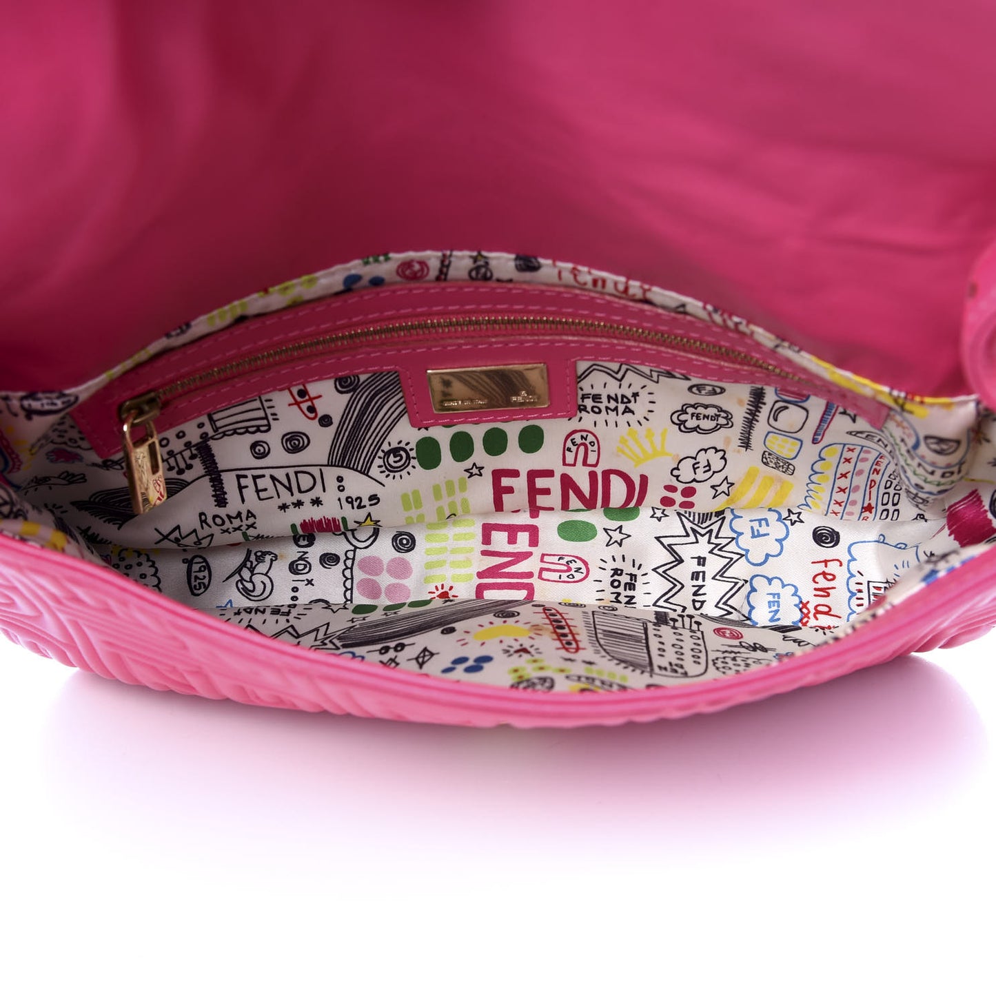 Nappa Logo Embossed Baguette Fuchsia