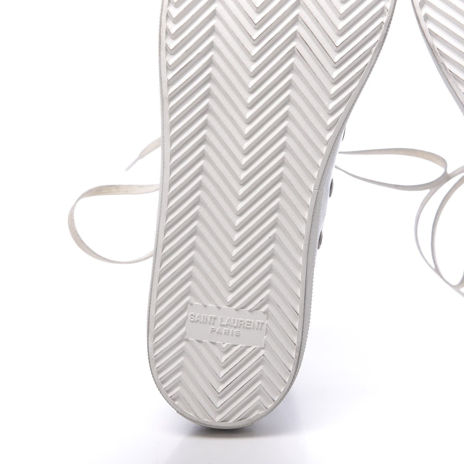 Saint Laurent Distressed Calfskin Bedford Logo-Appliqued Hightop Sneakers 38 Argento Cream White 6 of 9