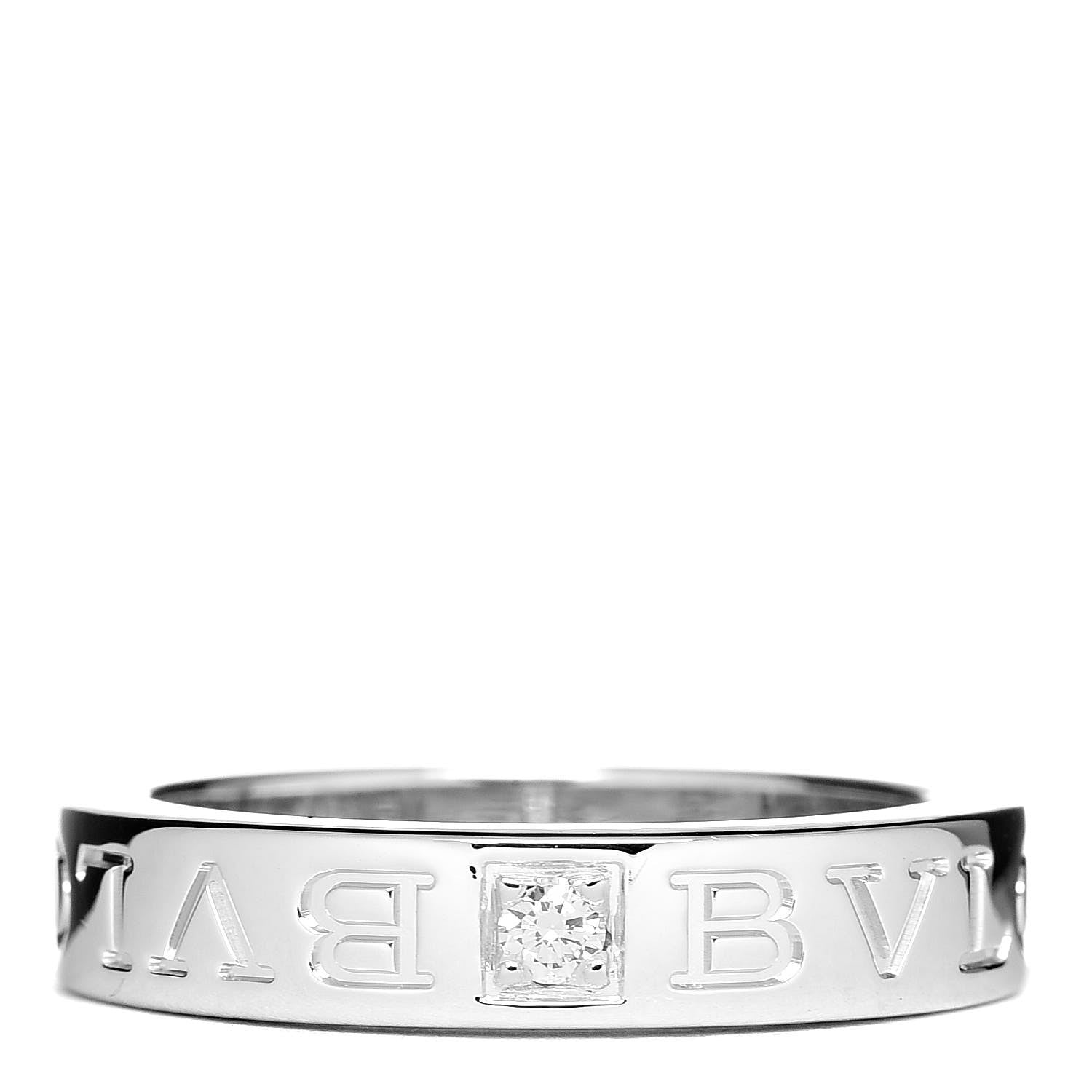 Bulgari 18K White Gold Diamond B.Zero1 Essential Band Ring 50 5.5 1 of 5