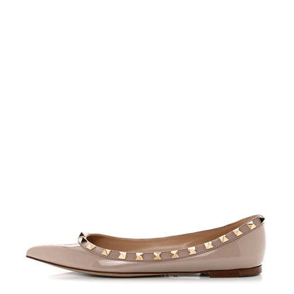Valentino Garavani Patent Rockstud Ballerina Flats 37.5 Poudre 1 of 8