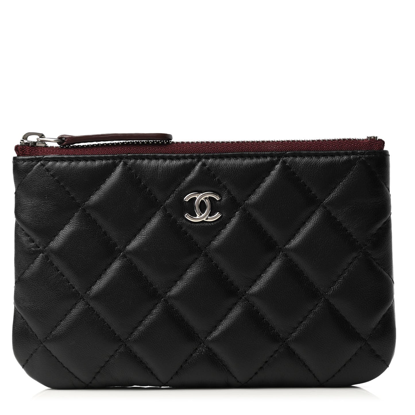 Lambskin Quilted Small Cosmetic Case Black