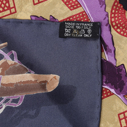 Hermes Silk Le Robinson Chic Scarf 90 Anthracite Prune Vert 3 of 4