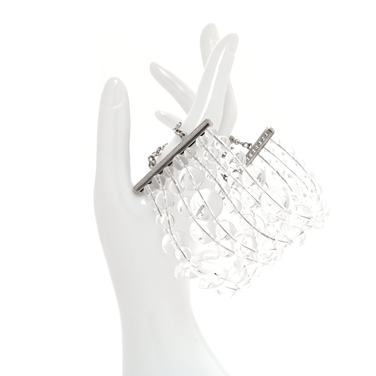 Translucent Resin Crystal CC Multi Strand Bracelet Silver