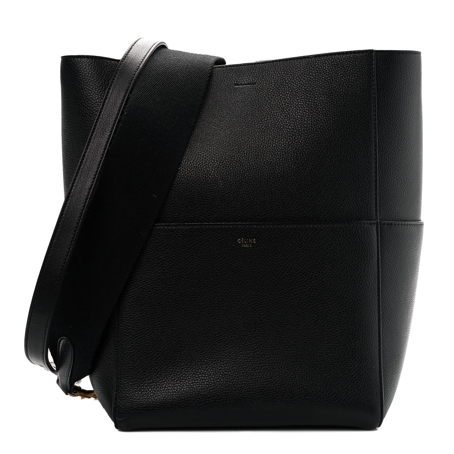 Celine Soft Grained Calfskin Sangle Bucket Bag Black 1 of 11