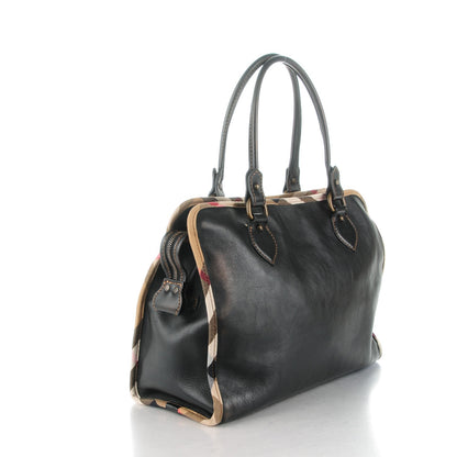 Burberry Soft Leather House Check Tote Black 3 of 8