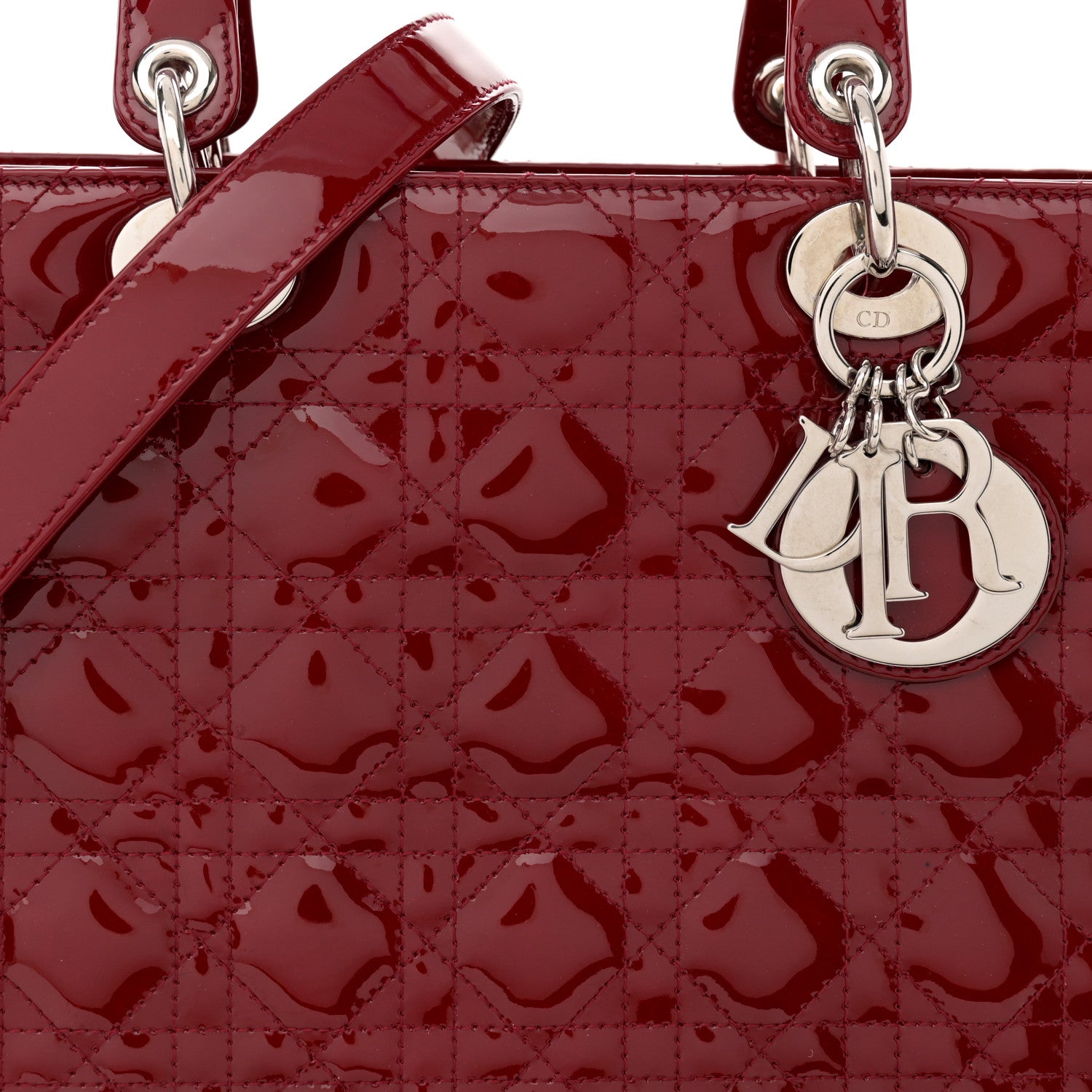 Christian Dior Patent Cannage Large Lady Dior Red 7 of 12