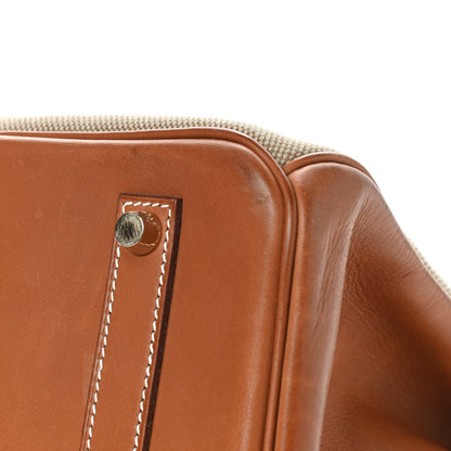 Hermes Toile Natural Barenia Flag Birkin 35 Fauve 11 of 17