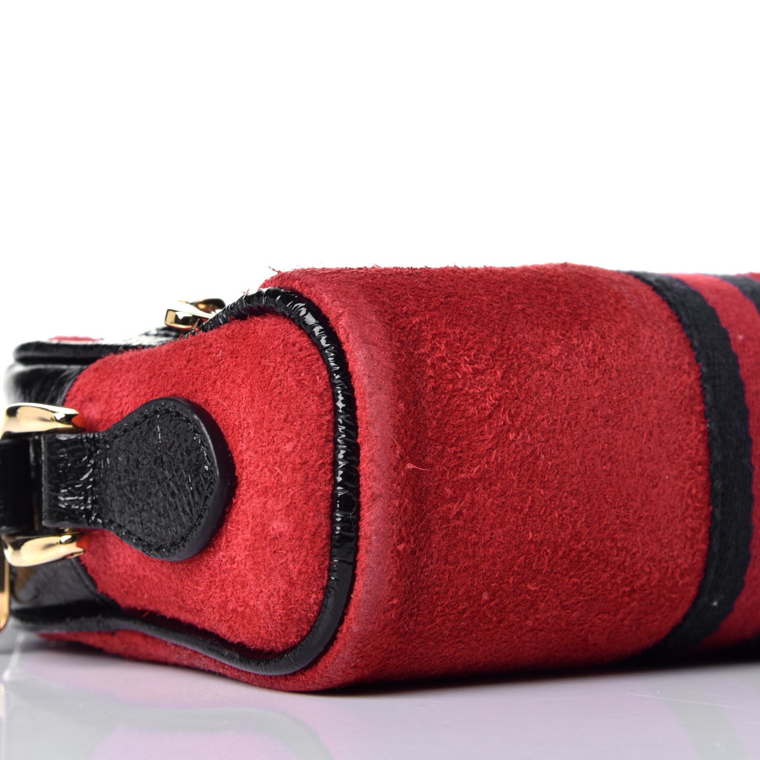 Gucci Suede Patent Web Mini Ophidia Shoulder Bag Red 7 of 8