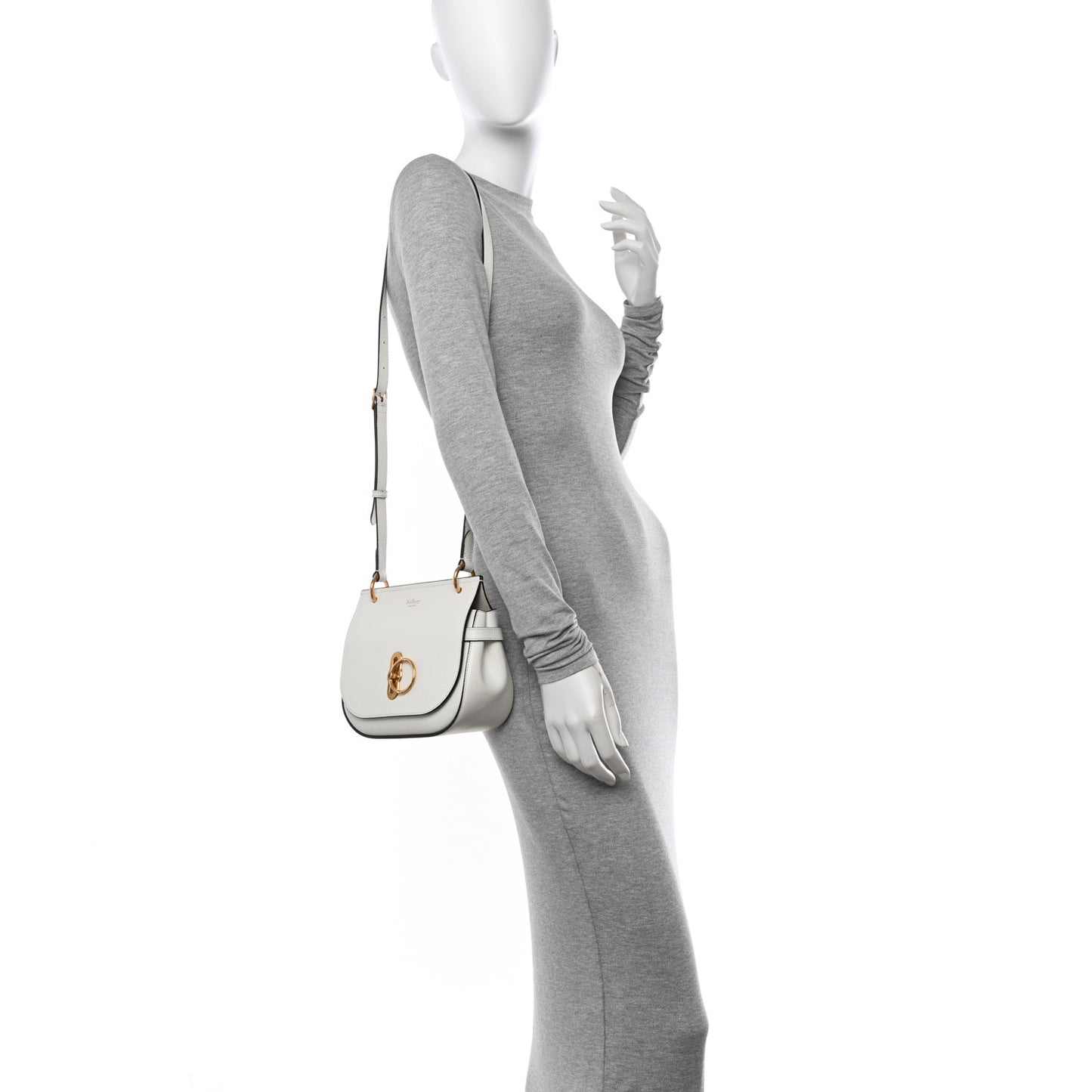 Small Classic Grain Calfskin Small Amberley Satchel White