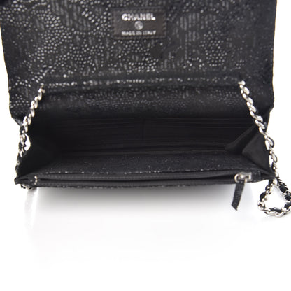 Chanel Lace Goatskin Wallet On Chain WOC Black 5 of 10