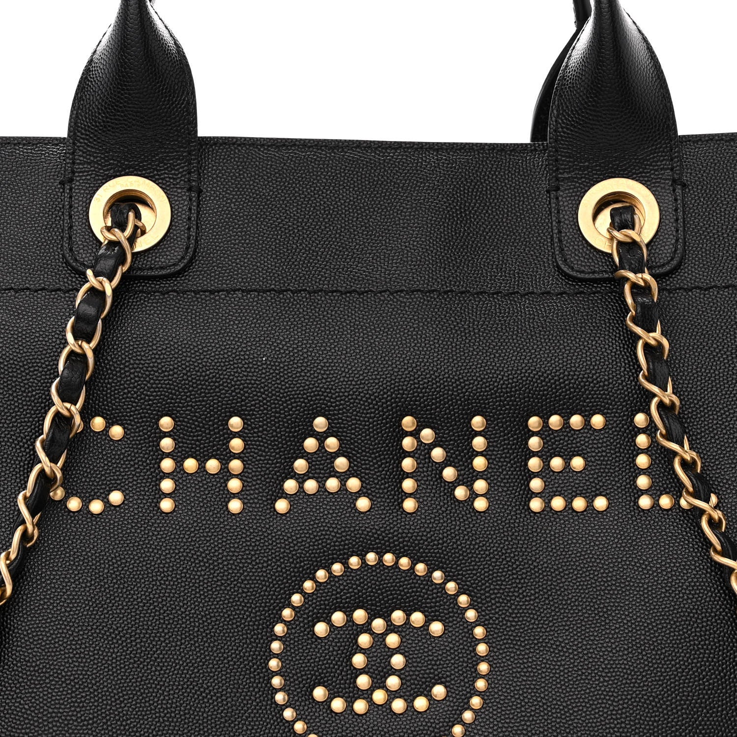 Chanel Caviar Small Studded Deauville Tote Black 8 of 10