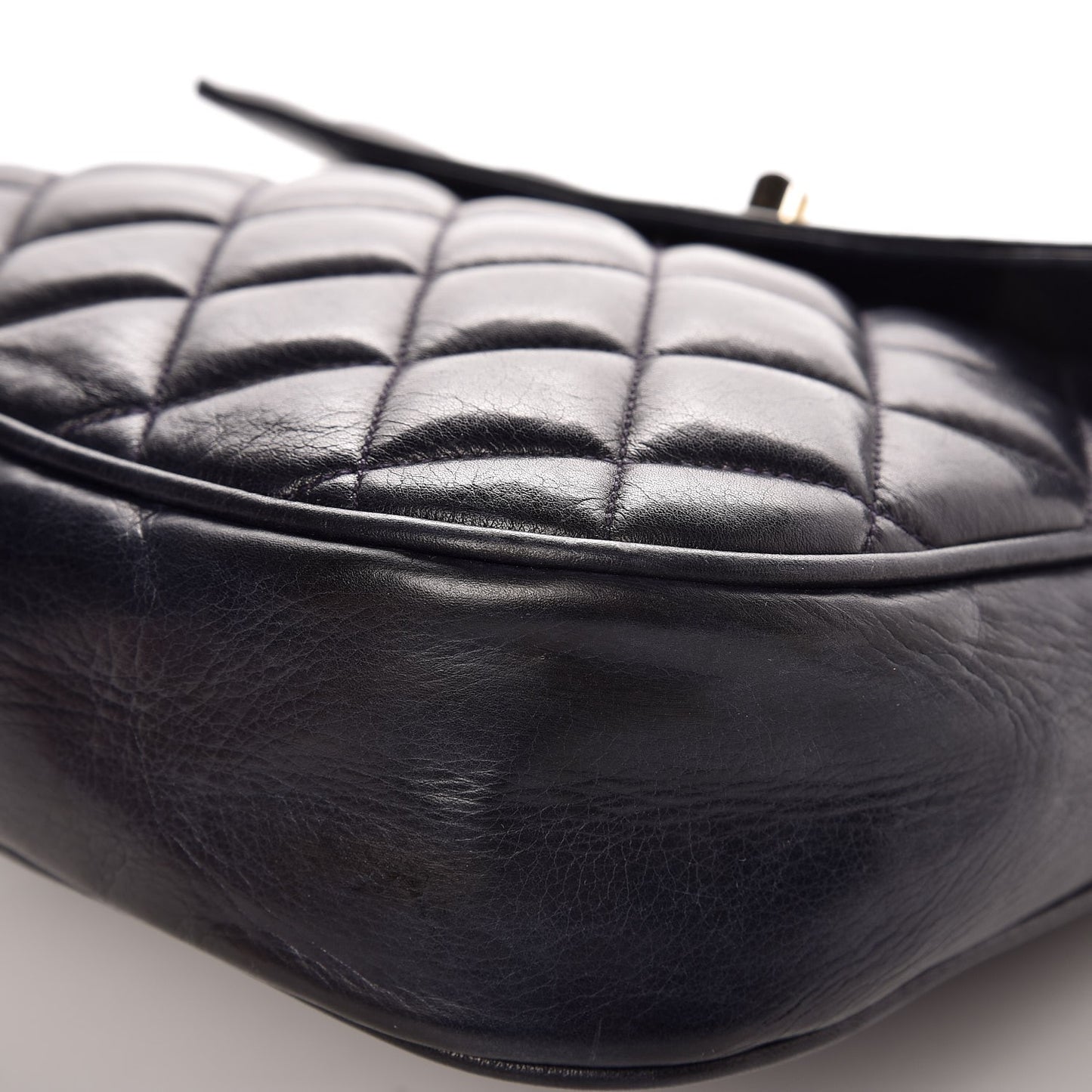 Lambskin Quilted Small Flap Navy
