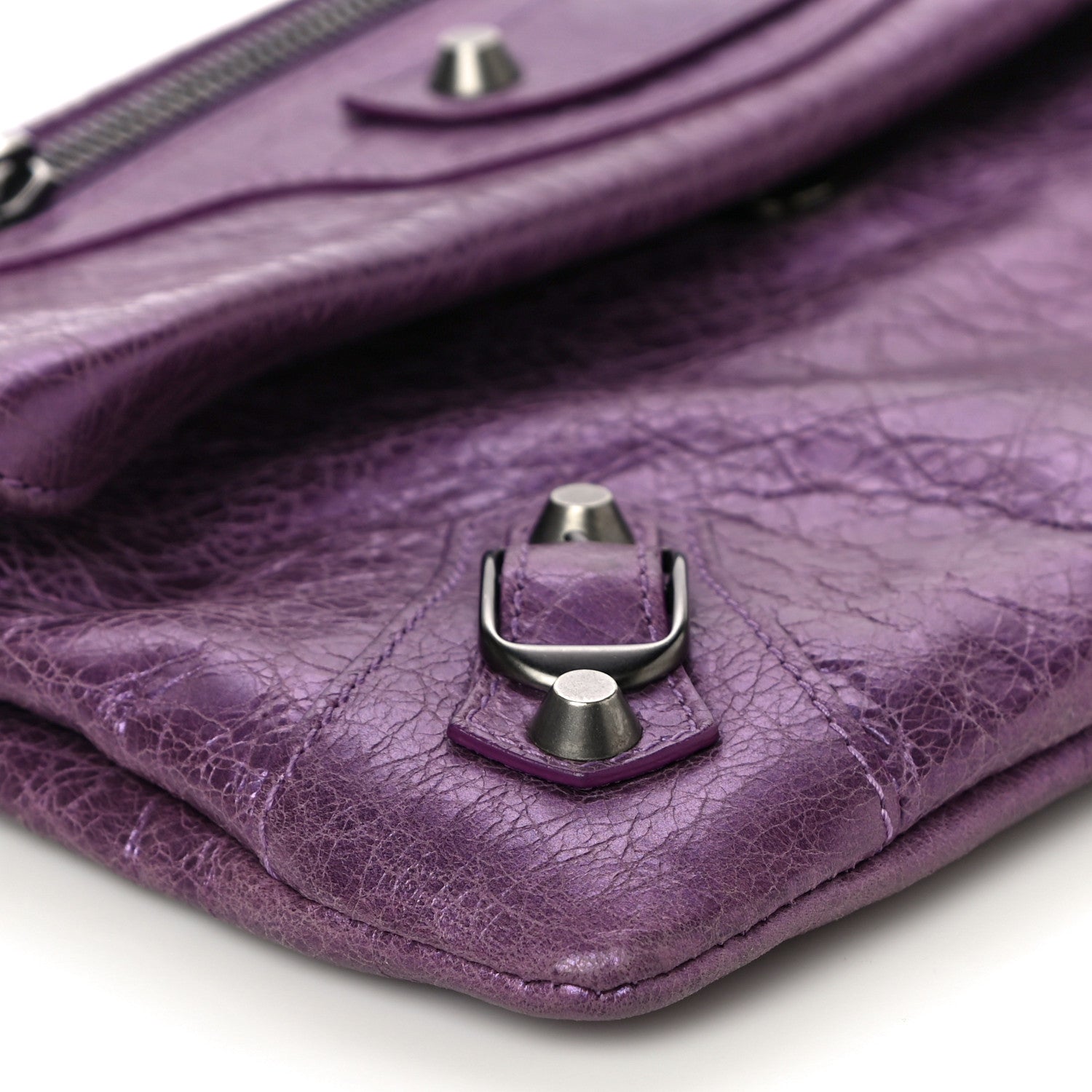 Balenciaga Agneau Classic Hardware Envelope Clutch Metallic Purple 8 of 13