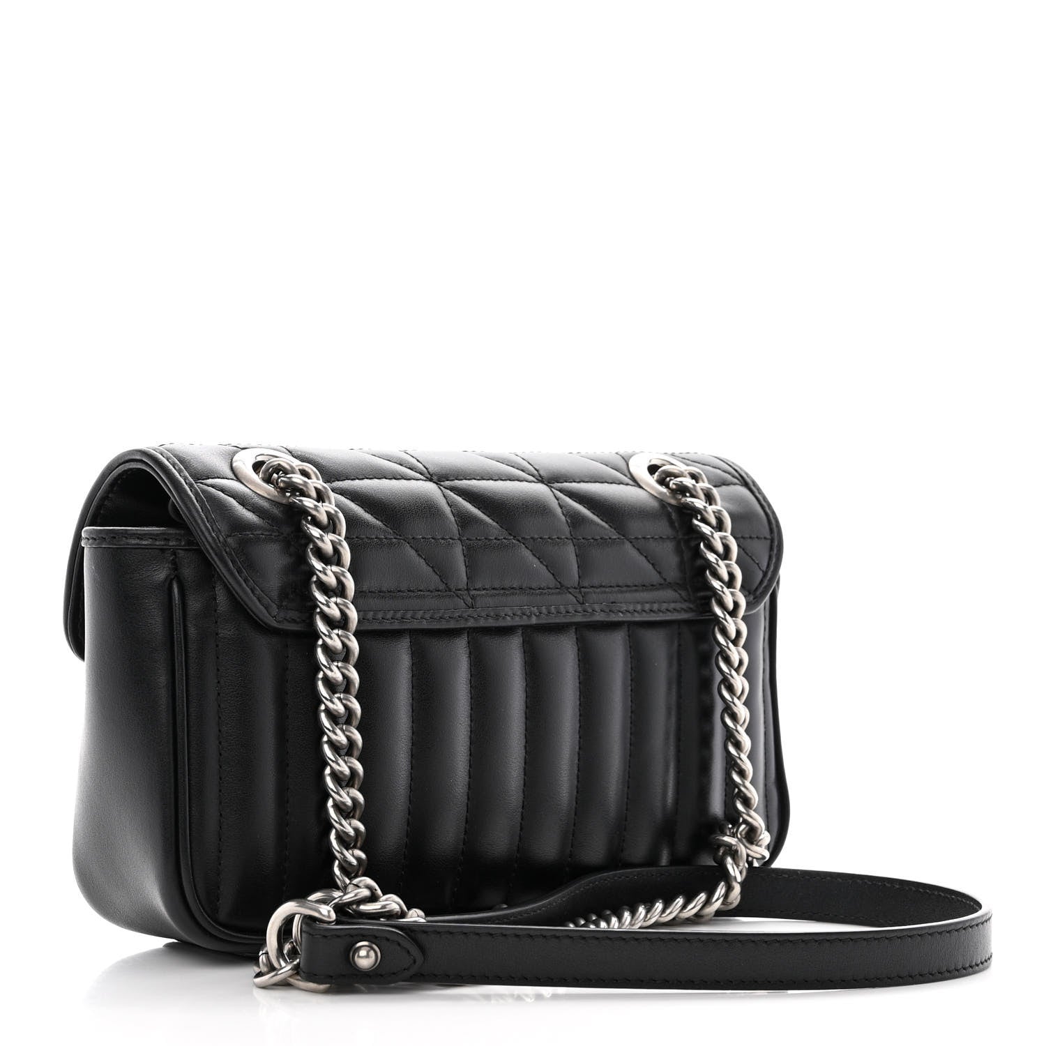 Gucci Calfskin Matelasse Aria Mini GG Marmont Shoulder Bag Black 3 of 10