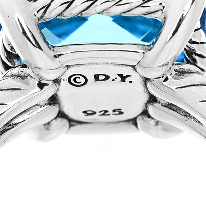 David Yurman Sterling Silver Diamond Blue Topaz 14mm Chatelaine Ring 53 6.5 5 of 6