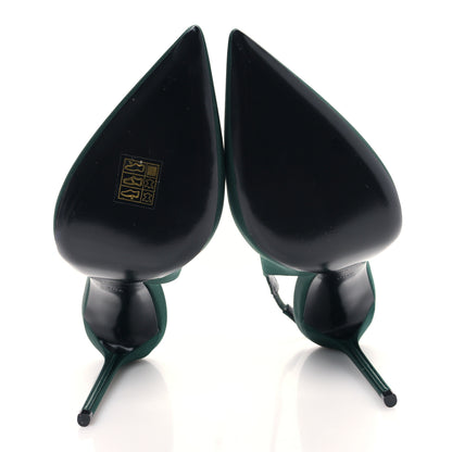 Saint Laurent Crepe Satin Zoe 105 Slingback Pump 38.5 Dorian Green 5 of 8
