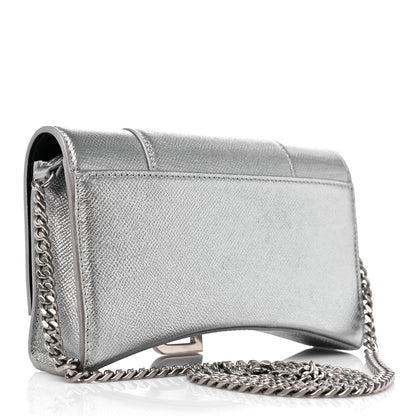 Balenciaga Metallic Grained Calfskin Hourglass Chain Bag Silver 3 of 12