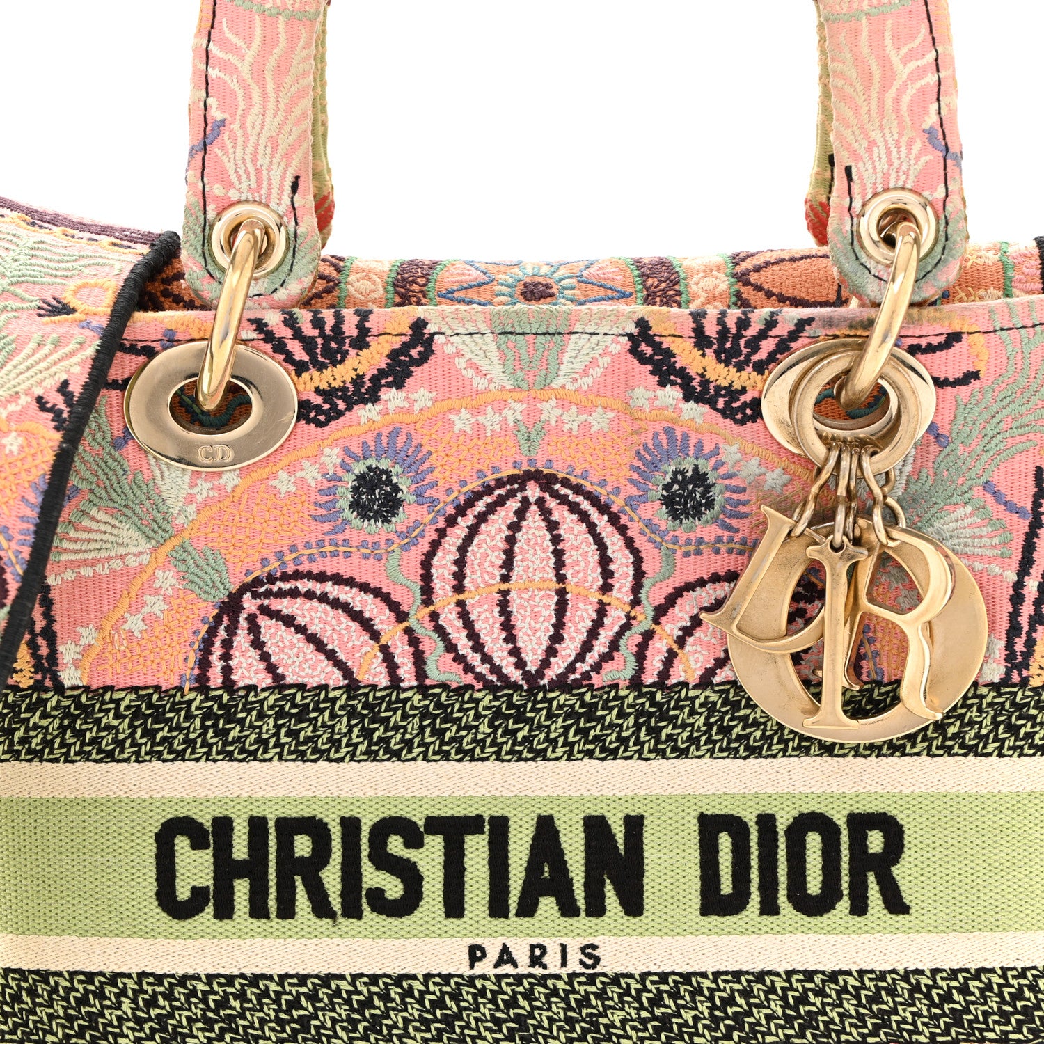Christian Dior Canvas Embroidered In Lights Medium Lady D-Lite Multicolor 8 of 10