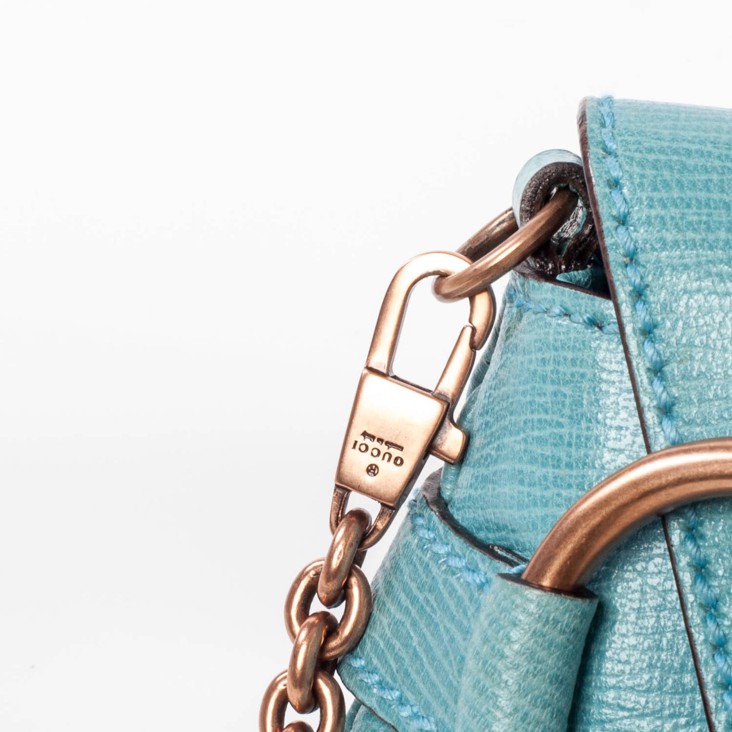 Leather Horsebit Clutch Bag Turquoise