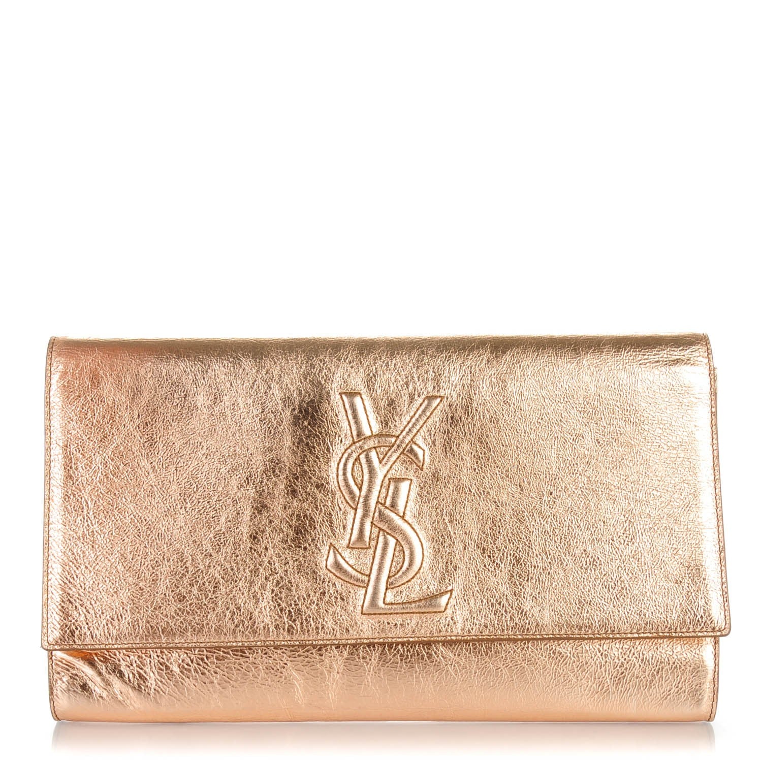Saint Laurent Metallic Calfskin Large Belle De Jour Clutch Rose Gold 1 of 7