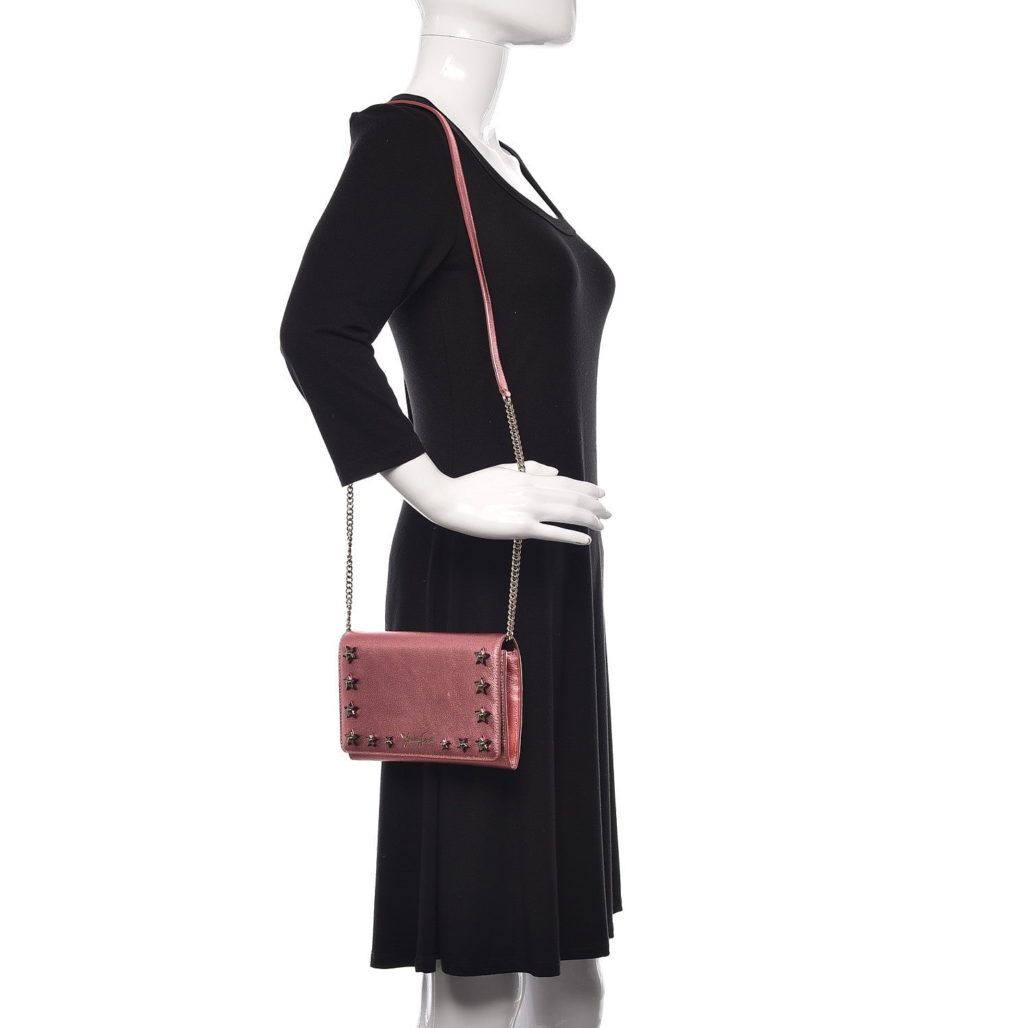 Jimmy Choo Metallic Calfskin Studded Crossbody Bag Pink 2 of 11
