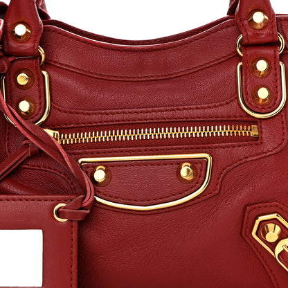 Balenciaga Chevre Gold Metallic Edge Hardware Mini City Rouge Brique Rouge Grenade 8 of 16