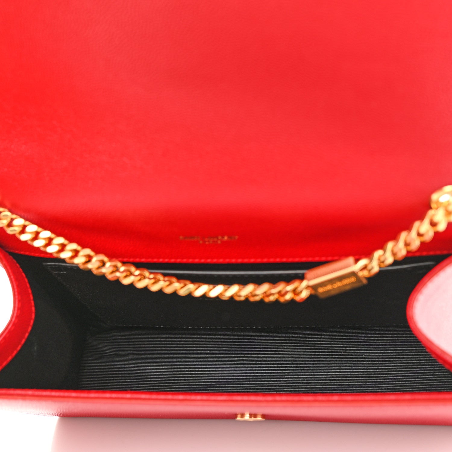 Saint Laurent Grain De Poudre Medium Monogram Kate Satchel Red 5 of 10