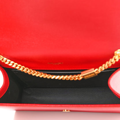 Saint Laurent Grain De Poudre Medium Monogram Kate Satchel Red 5 of 10