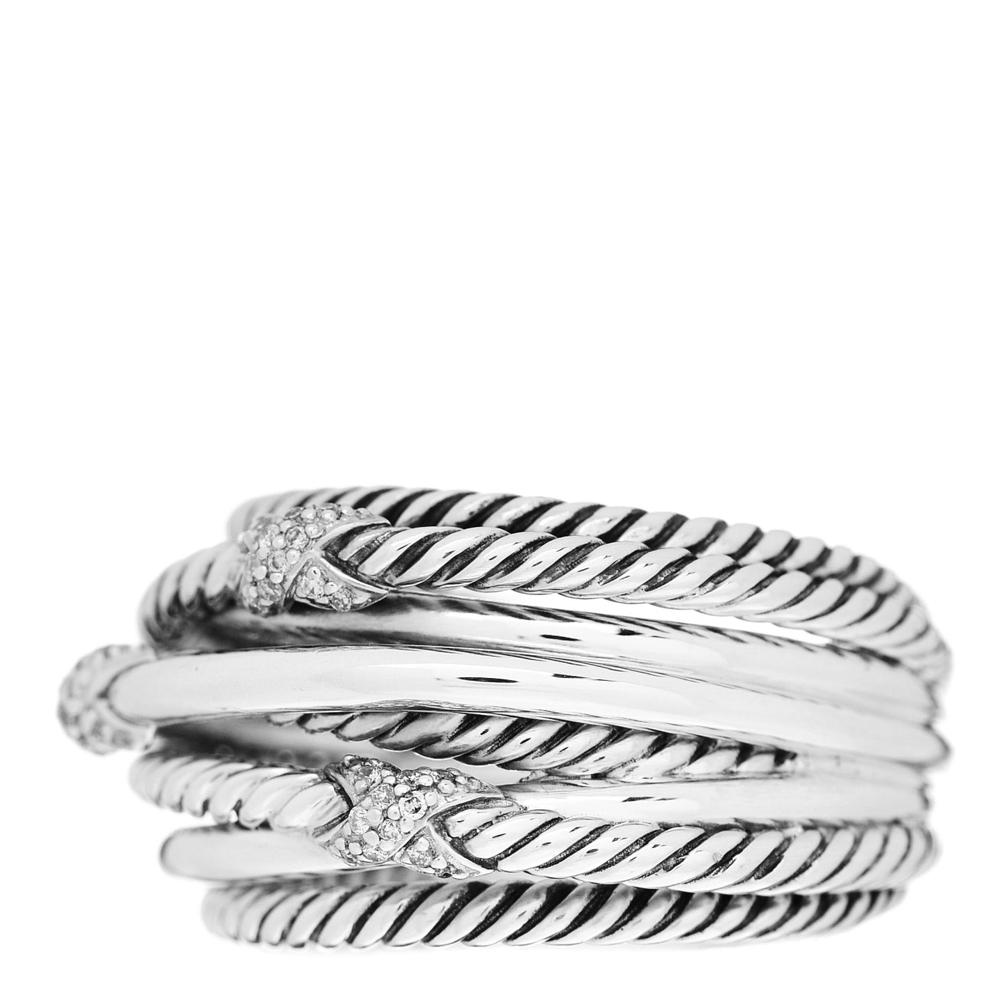 Sterling Silver Diamond Triple X Crossover Ring 57 8