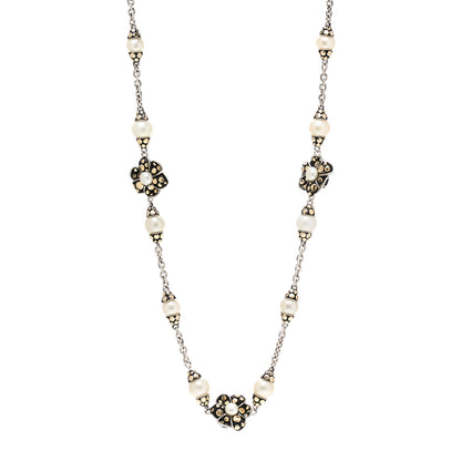 John Hardy Sterling Silver 18K Gold Pearl Ayu Jasmine Necklace 1 of 4