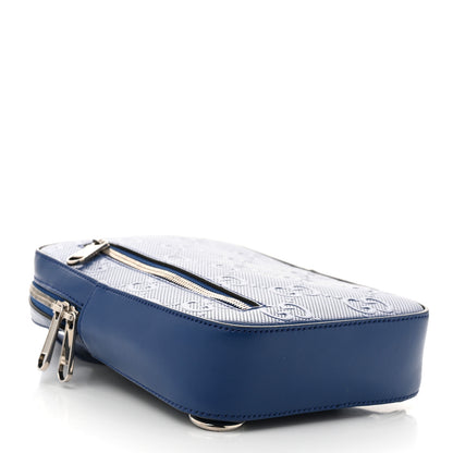 Gucci Calfskin GG Tennis Embossed Sling Backpack Blue 4 of 10