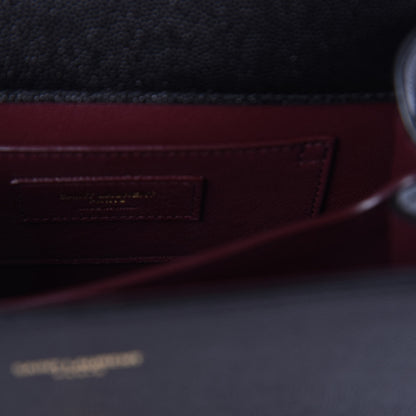 Saint Laurent Grain de Poudre Mini Classic Monogram Cassandra Top Handle Black Rouge Legion 8 of 10